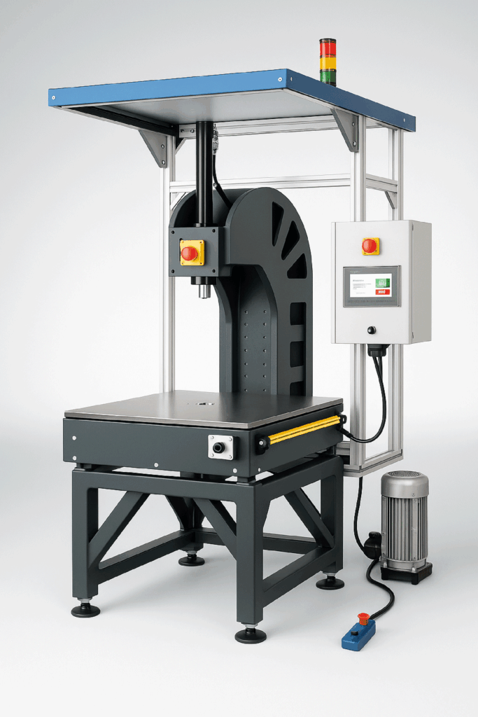 Hydraulikpresse als CAD Rendering in der Gesamtansicht von vorne rechts